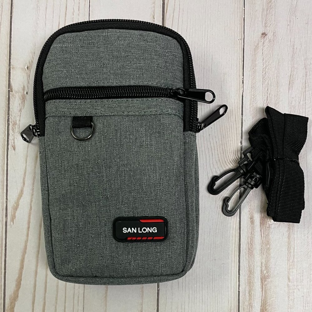 Small Crossbody Bag Cell Phone Purse Crossbody Strap Heather Gray Black NEW
